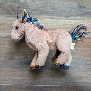 Vintage (2000) RARE TY "HORSE” Rainbow Accent Zodiac Beanie Baby 7” NO HANG TAG